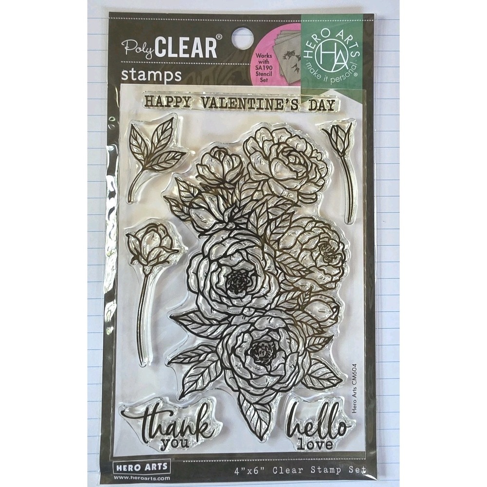 Hero Arts Polyclear Stamp Set - Peonies Bunch CM604 - Floral Flowers